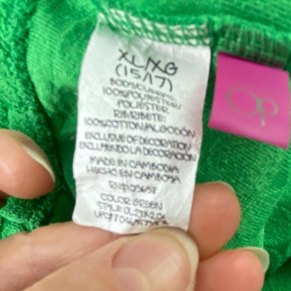 OP Ocean Pacific green and white hexagon terry textured romper swim coverup - Picture 4 of 9